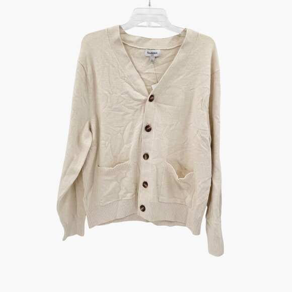 NEW Goodfellow & Co Men's V-Neck Cardigan Sweater - Cream - Size Large - Picture 3 of 12